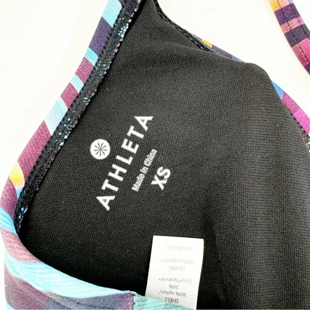✅ATHLETA | Swim Bikini Top In Striped Rainbow Laser Beam SIZE X-SMALL MULTICOLOR